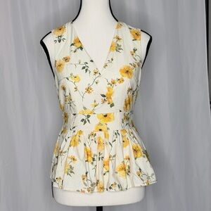 Floral Chic Sleeveless Shirt- Yellow and White Size S NWT